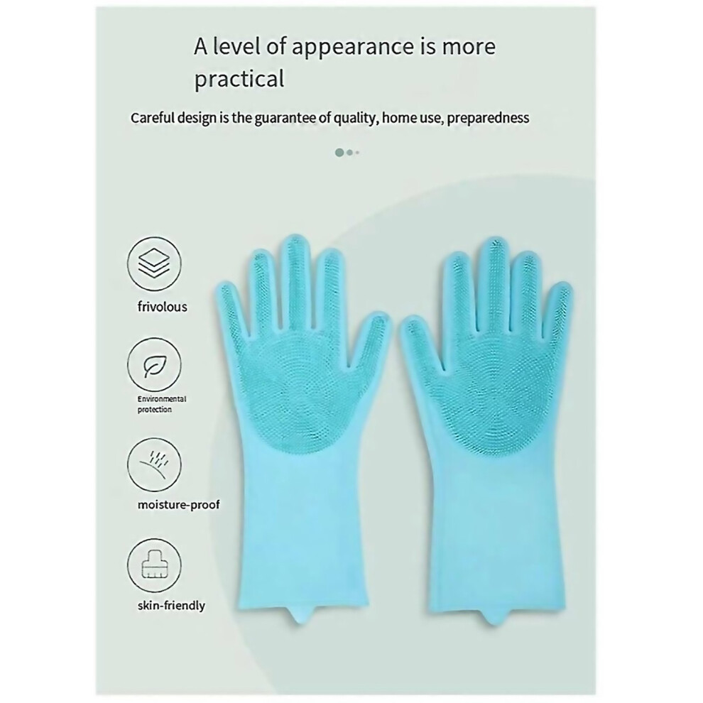 For 10pcs Washing Cleaning Gloves Convex Point Gloves Blue-image-OPC-PJYGVT2-NEW