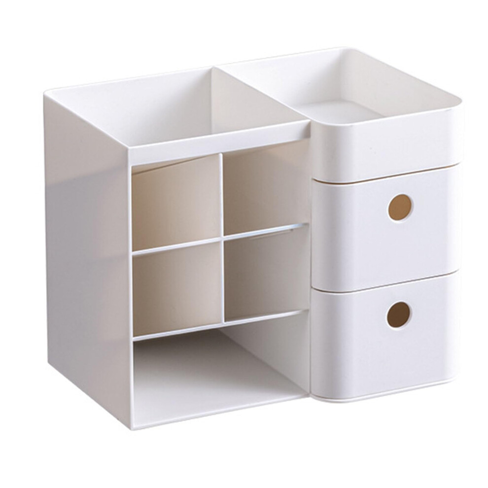 Desk Organizer Plastic Multi-Purpose Stylish Design with Drawers and Pencil Holder for Kids and Students White 530g-image-OPC-PJYGW5F-NEW