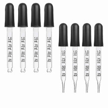 For 8pcs 1ml Eye Dropper With Measurements Pipettes With Rubber