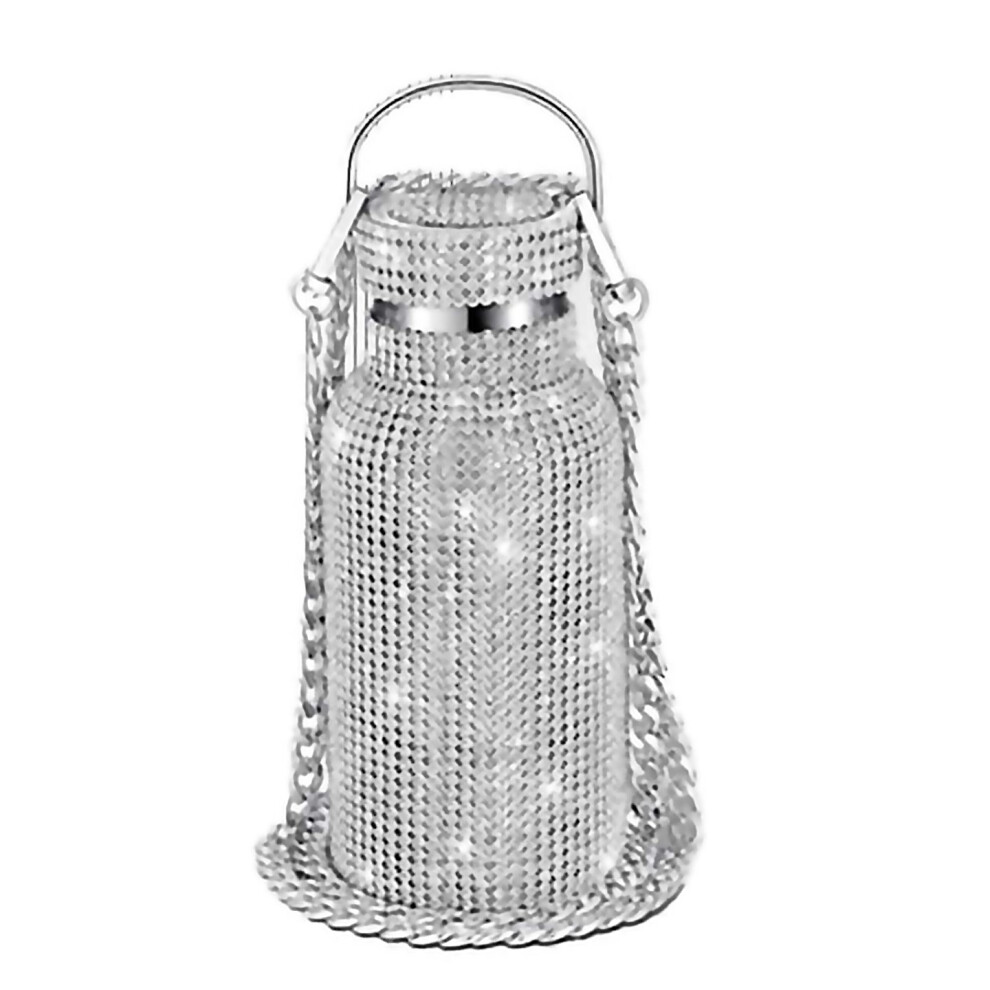 For Bling Water Bottle Rhinestone Glitter Bottle With Chain 350ml Silver-image-OPC-PJYHPVT-NEW