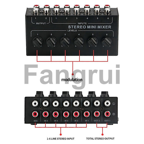 For 4 Channels Passive Stereo Mixer Mini Audio Mixer For Live Studio 2