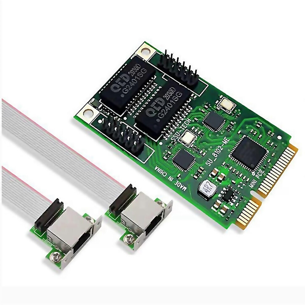 For Mini Pcie To 2 Port Network Card 101001000M Rj45 Network Adapter 6000001201813