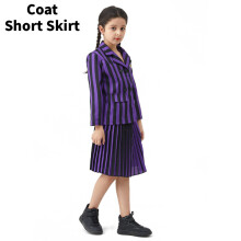 (Purple,S)Woensdag Addams Cosplay Kostuum Set Academie Uniform Halloween Kinder Feest