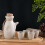 1Set Beige Ceramic Wine Kettle Sake Pot Decorative Home Drinkware 9
