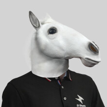 (White ) Creative Horse Head Mask In Brown White And Black Funny Latex Mask For Special Occasions All