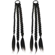 Unbranded 2 Stuks Gevlochten Paardenstaart Pruik Zwart