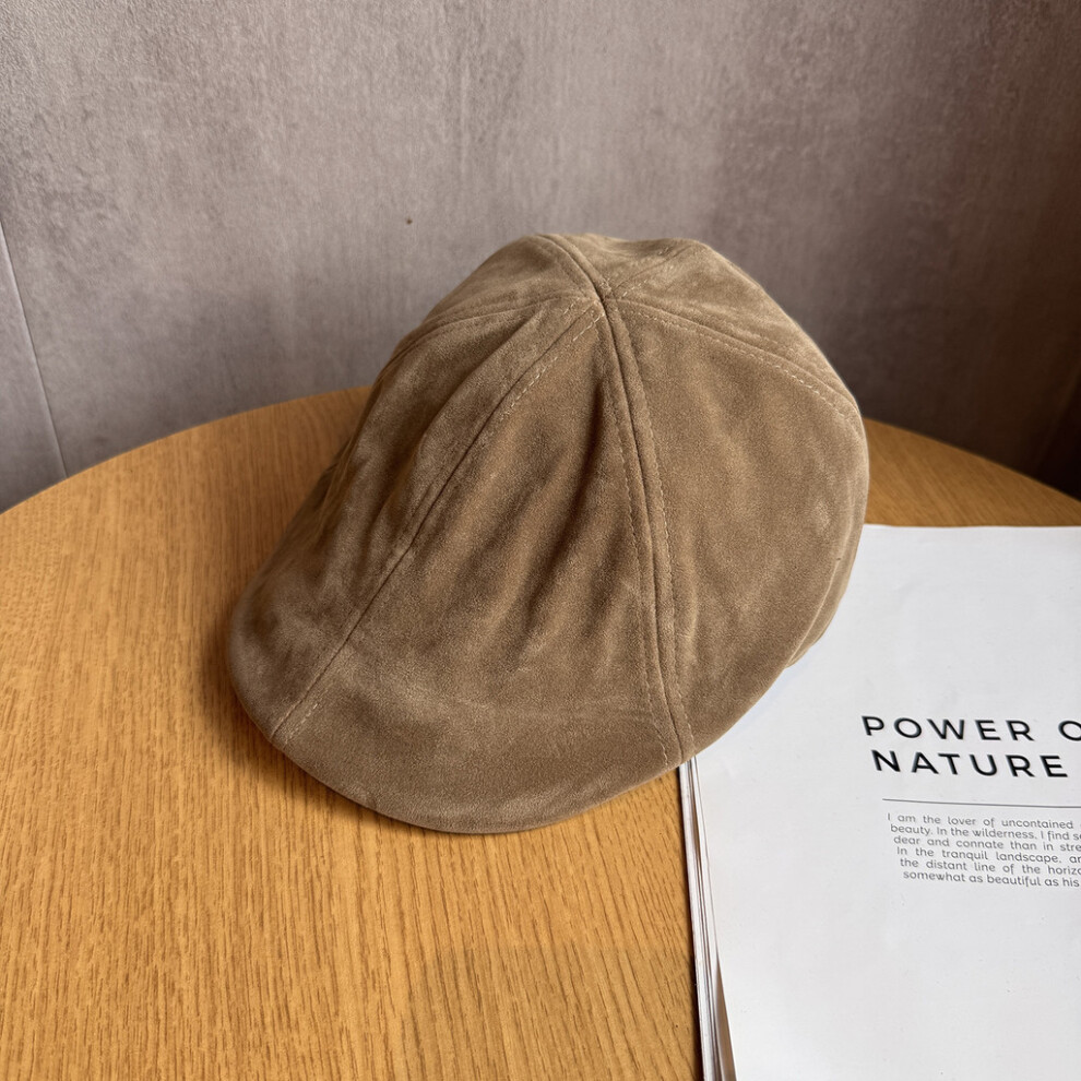 (Khaki) Simple Solid Color Suede Women Casual Beret For Autumn And Use Daily Winter-image-OPC-PJYKFS8-NEW