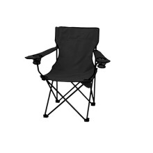 Outdoor Camping Folding Chair with Double Armrest Portable Fishing Bench Waterproof Black Lounger for Art Students