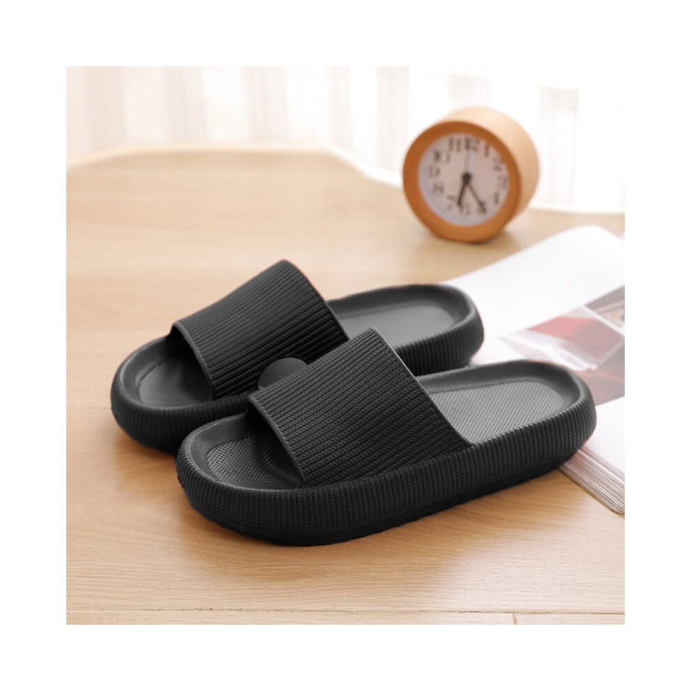 (Black,44/45)Hombres Mujeres CóModas Suaves Verano Deslizadores Sin Cordones Mules Moda Zapatillas Sandalias-image