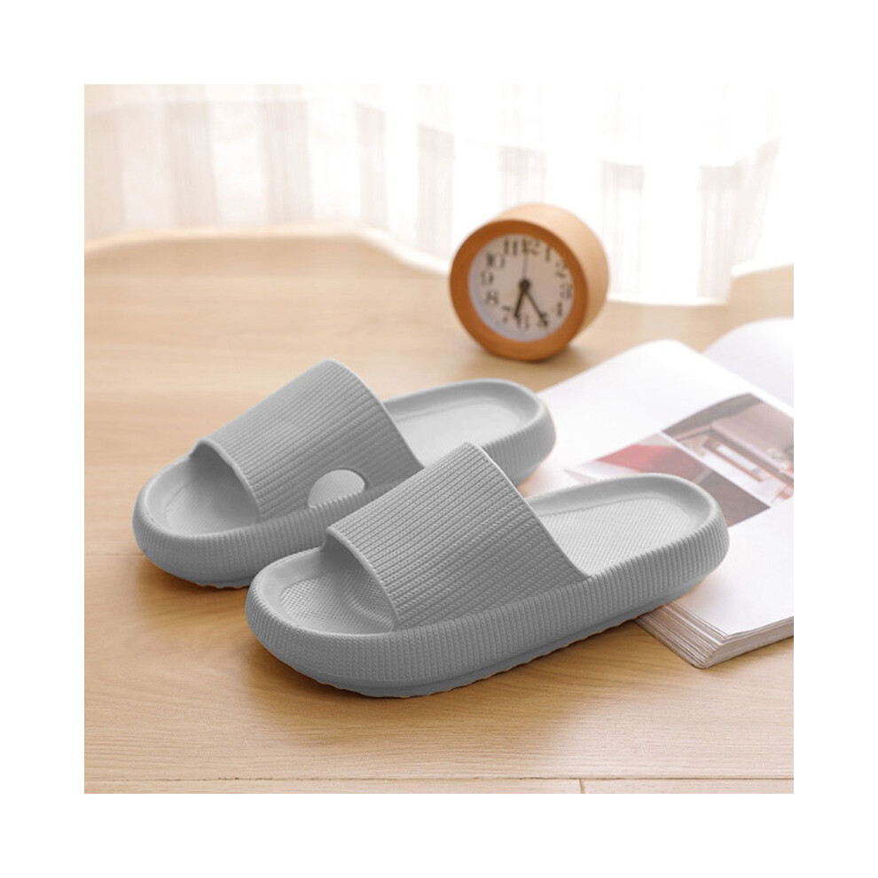 (Gray,42/43)Hombres Mujeres CóModas Suaves Verano Deslizadores Sin Cordones Mules Moda Zapatillas Sandalias-image