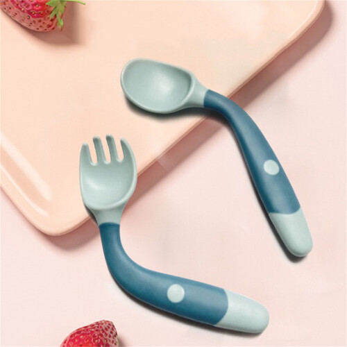Baby Fork Spoon Set Bent Handles Soft PP Self 2
