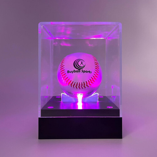 Acrylic Cube Baseball Box Display Holder Stand with LED Light for Signed Baseballs - Clear Baseball Case 2
