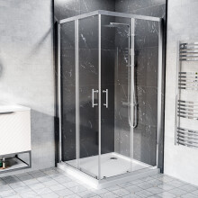 Nes Home 900 x 900mm Corner Entry Sliding Door Shower Enclosure With Tray Chrome