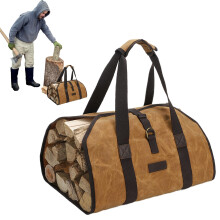 Firewood Carrier, Waterproof Wooden Carrying Bag with Handles for Camping and Grilling, Yellow, Wood Stove Accessory