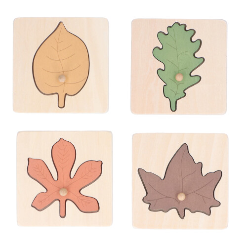 4Pcs Wooden Jigsaw Leaves Develop Skills Bright 1