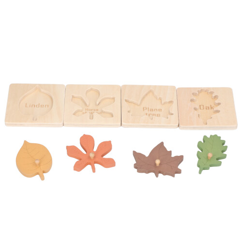 4Pcs Wooden Jigsaw Leaves Develop Skills Bright