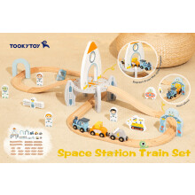 Tooky Toy Space Station Wooden Train Playset