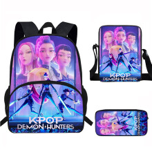 (Style 1)Set zaino scuola bambino Kpop Demon Hunters tessuto traspirante studenti primaria