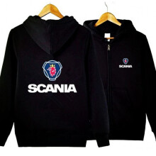 (Black,S)Scania Gedrukte Heren Winter Fleece Hoodie Jas Versterkte Jas Sweatshirt Tops
