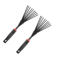 2Stk 9-Zahn Gartenhands Rechen Robust Mit Anti-Rutsch Griff Schwarz