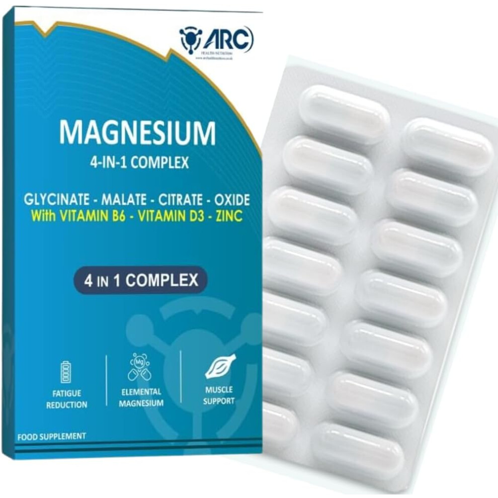 Arc Health Nutrition Magnesium Complex With Vitamin B6 + D3 + Zinc 56 Supplement Capsules