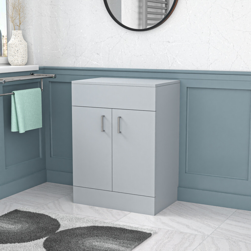 Nes Home 600Mm Vanity Unit Cabinet With Worktop Matte Grey
