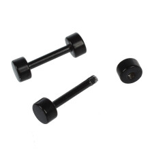 1 Pair of Men's Barbell Ear Studs Earrings 4mm Black
