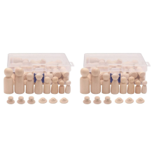 Wooden Peg Dolls, 112PCS Unfinished Decorative DIY Angel Tiny Doll Bodies Painted Natural People with Hats