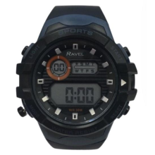 Ravel Mens 3ATM Digital Sports Black/Blue Watch RDG.14.32