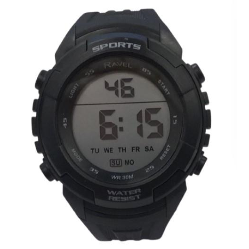 Ravel Mens 3Atm Digital Sports Black Watch Rdg.14.26