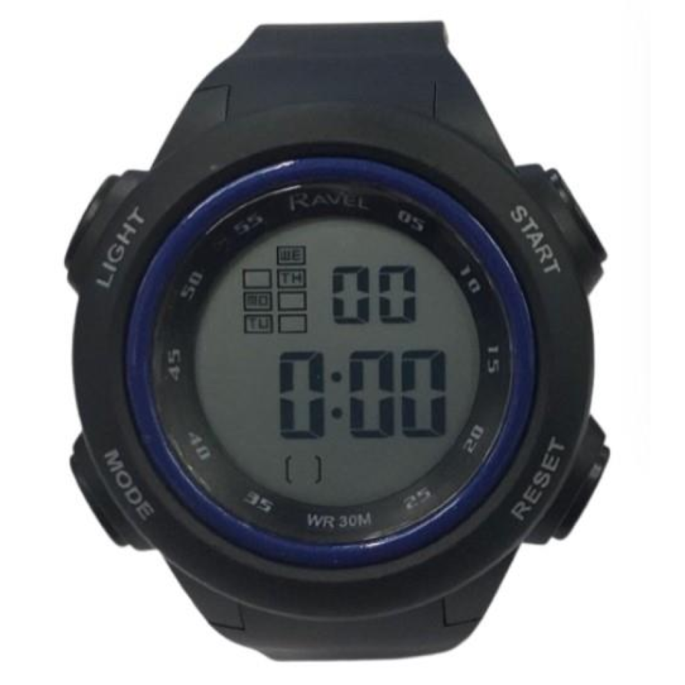 Ravel Mens 3Atm Digital Sports Blue Ring Watch Rdg.14.35