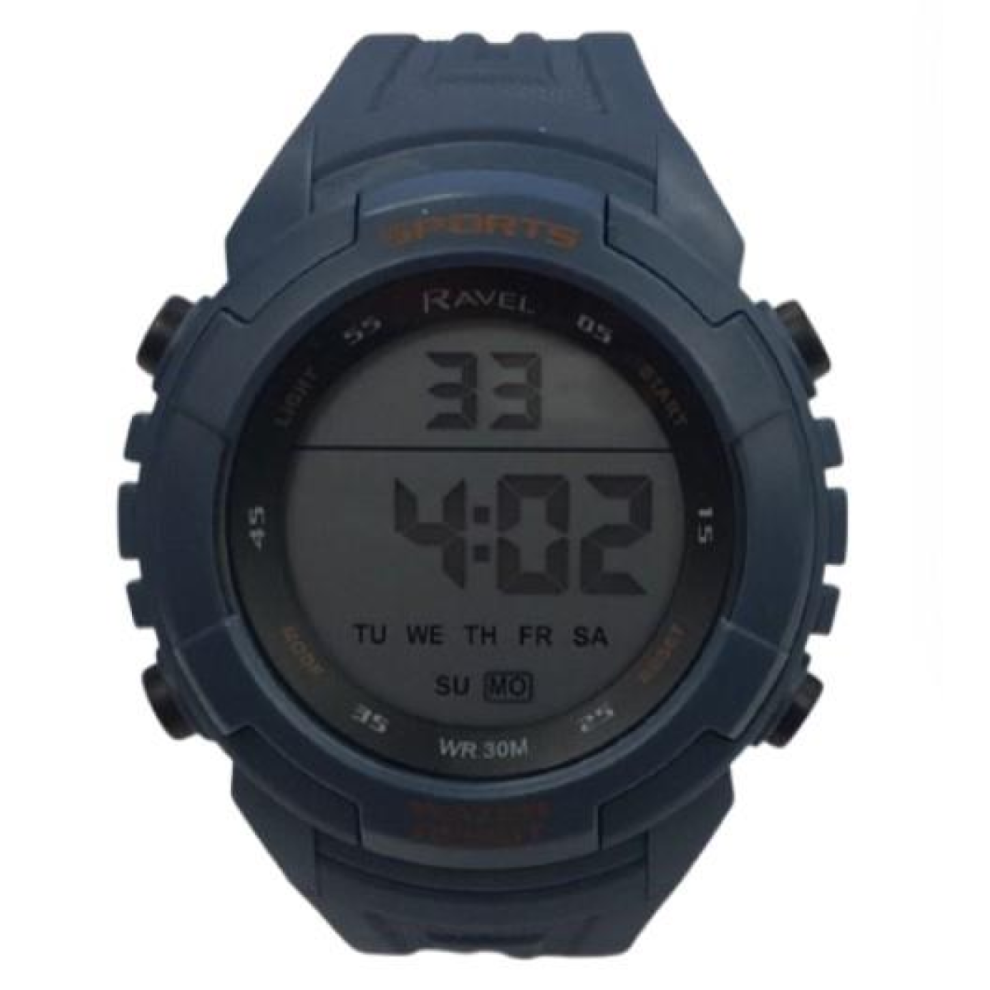 Ravel Mens 3Atm Digital Sports Blue Watch Rdg.14.28