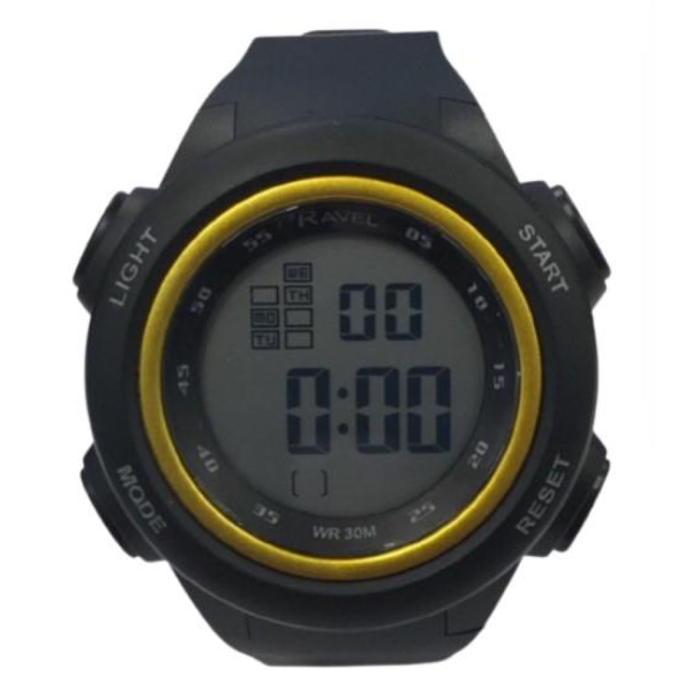 Ravel Mens 3Atm Digital Sports Golden Ring Watch Rdg.14.37