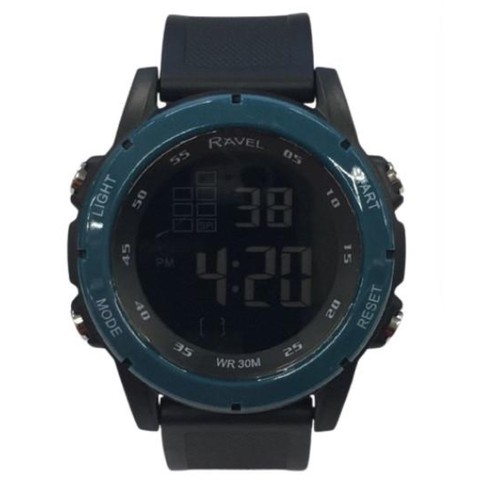 Ravel Mens 3Atm Digital Sports Teal Watch Rdg.14.25