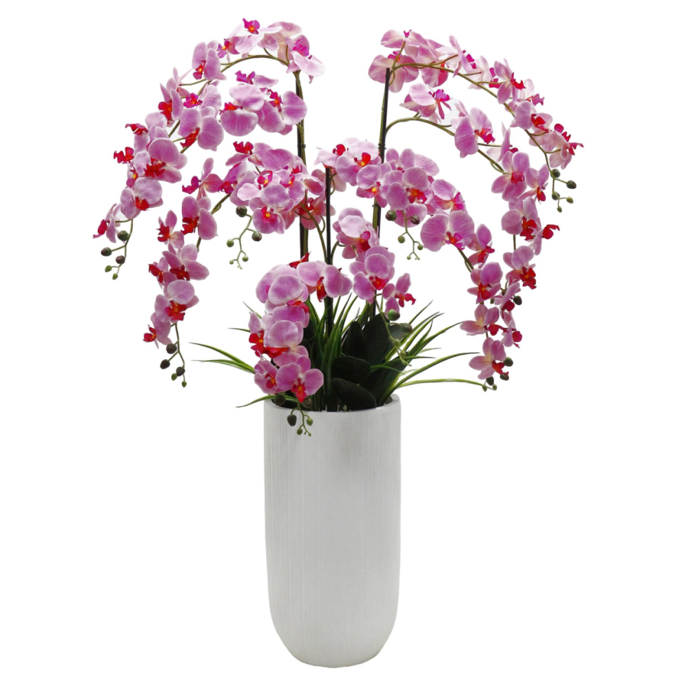 Leaf 150Cm Artificial Orchid Potted Display Artificial Pink
