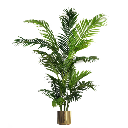 Leaf 180cm Artificial Palm Tree Extra Large Gold Metal Planter