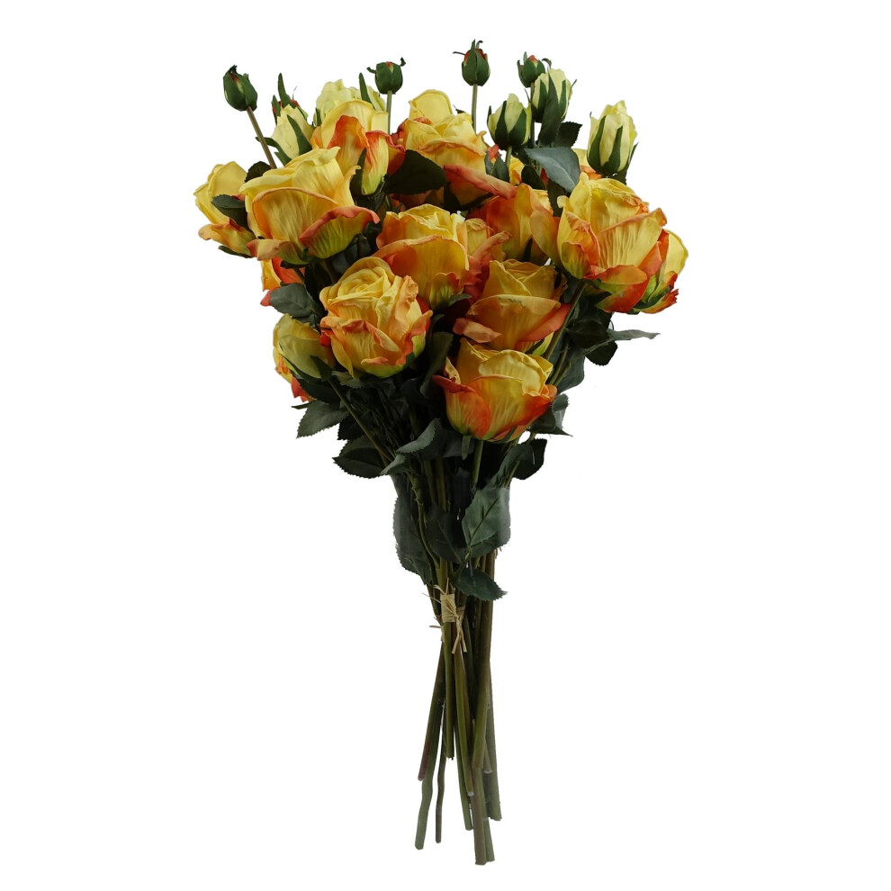 Leaf Yellow Rose Spray Artificial Flower 2ft 6 Pack - Image 5