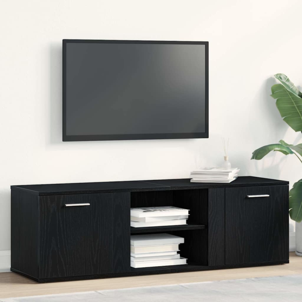 Vidaxl Tv Cabinet Oak 120X34x37 Cm Engineered Wood Black