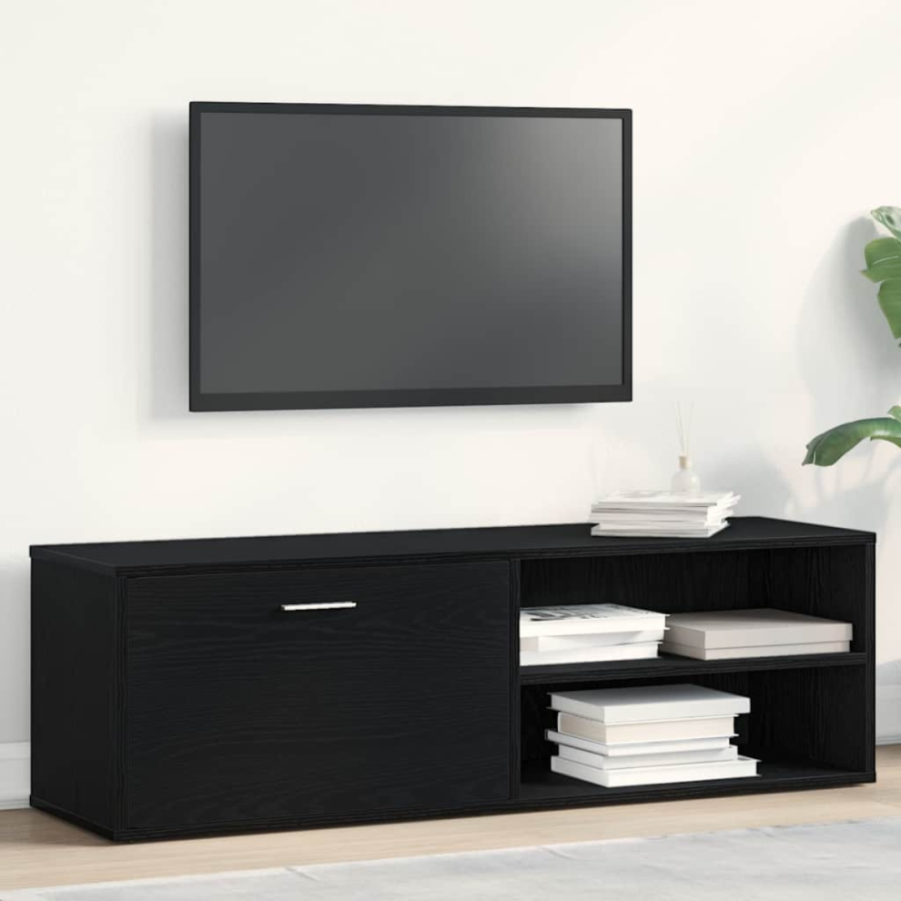 Vidaxl Tv Cabinet Oak 120X34x37 Cm Engineered Wood Black