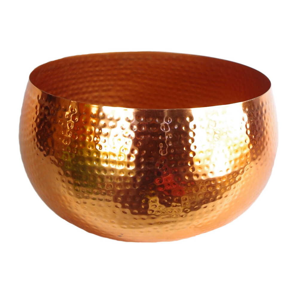 Leaf XL Metal Bowl - 32cm Wide x 20cm High - Hammered Copper Colour - Orange - Image 6
