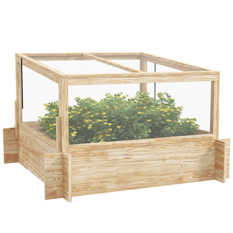 Outsunny Outdoor Raised Garden Bed With Cold Frame Greenhouse And Openable Top