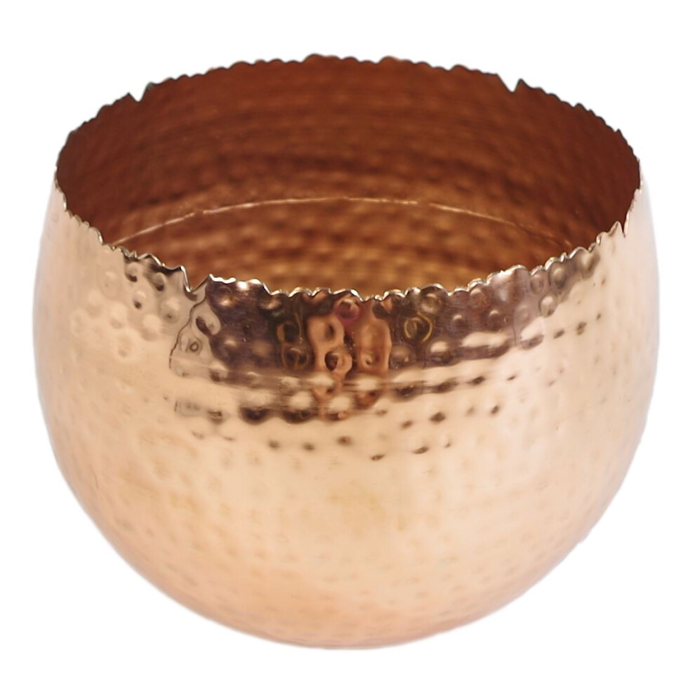 Large Metal bowl 22 x 17cm Hammered Copper Plated - Curvy Edge-image-OPC-PJYP2YT-NEW