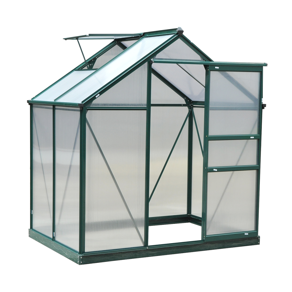 Outsunny Unisex Green Walk-In Polycarbonate House Plant Grow Galvanized Aluminium - Image 5