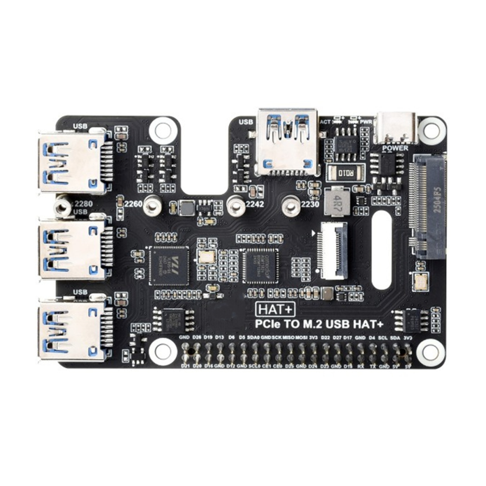 PCIe to USB 3.2 Gen1 and M.2 HAT,Expands 4-Ch USB 3.2 Port-image-OPC-PJYP8FP-NEW