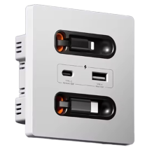 12-W-Wandsteckdose mit einziehbarem USB-A-USB-C-Ladekabel