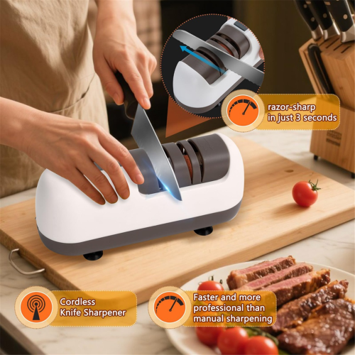 Electric Knife Sharpener, Cordless 2Stage Sharpening Diamond 2
