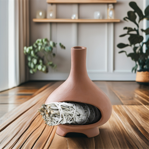 Keraaminen pidike Ornament Sage Burner Suitsukepidike Ruskea 2