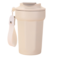 Caneca pequena de garrafa azul 420ml com revestimento de cerâmica, caneca lacrada para viagem
