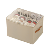Shoe Organizer for Closet, 2 Pack Shoe Organizer Beige