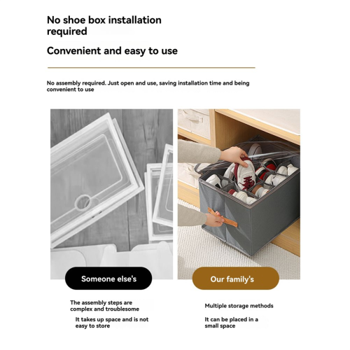 Shoe Organizer for Closet, 2 Pack Shoe Organizer Beige 2